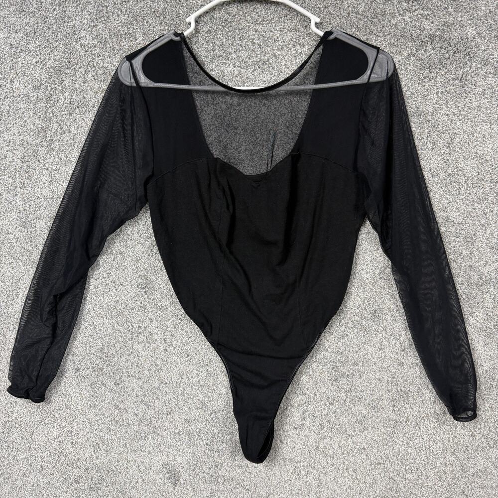 Vintage 90s The Limited Bodysuit M Mesh Sheer Sleek Goth Femme Vamp Balletcore